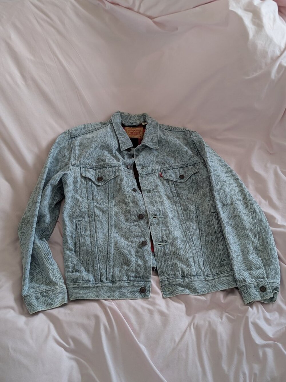 Levi's x Supreme Grey Snakeskin Flannel Lined Jean Jacket M